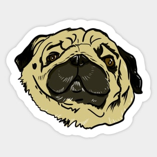 Pug Dog Head Sticker